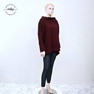 NWT Free People Juicy Long Sleeve Cowl Neck Oversized Sweater Burgundy Women M